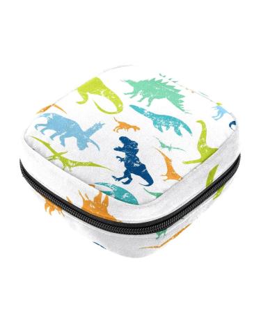 Original dino dinosaurs pattern sanitary napkins storage bag menstruation pad bag pocket portable menstrual cup pocket with zipper for teen girls women women women