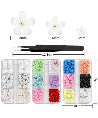 3D Flower Nail Charms Set with Rhinestones & Tweezers - Spring Blossom Petal Design for DIY Nail Art Decorations - Buy Online on GoSupps.com