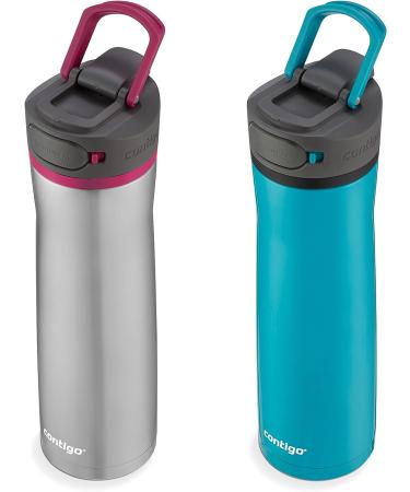 Contigo Cortland Chill 2.0 Stainless Steel Water Bottle 24oz 2-Pack - Hot/Cold Insulated, Spill-Proof Lid - Juniper & Dragonfruit - Buy Online on GoSupps.com