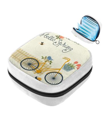 GIAPB Sanitary Napkin Storage Bag Period Bag Tampon Bag Makeup Bag Pad Pouch Bike and Flower Color1603