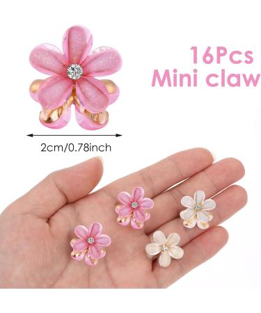 cobee 16PCS Flower Hair Clips Crystal Rhinestone Petal Hair Clip Small Hair Clips Mini Hair Claw Clips Fashion Hair Accessories for Women Girls Birthday and Wedding Party Daily (Beige Pink) - Buy Online on GoSupps.com