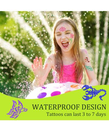 Temporary Glitter Tattoo Kit - 30 Colors, 6 Stencils, Body Glue, Brushes, Stickers, Rhinestones - Adults & Kids Halloween, Christmas, Birthday Party Makeup Gift - Buy Online on GoSupps.com