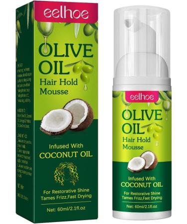 Mousse Hair Foam - Natural Moisturizing Hair Mousse 60ml for Hair Styling | Frizz Control Curly Hair Mousse for Women Braids Wraps Wigs Waves Long-lasting Smooth Hold Moslate - Buy Online on GoSupps.com