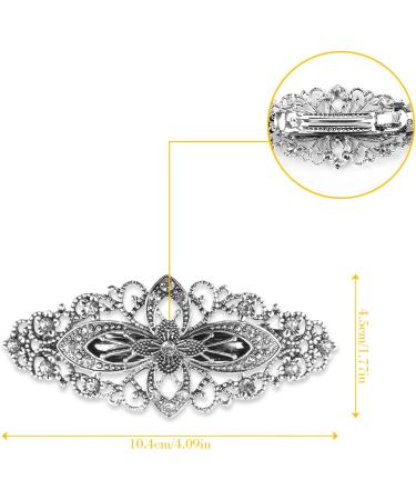 GLADFRESIT Hair Clips Vintage Silver Barrette Crystal Large Accessory Decorations Bridal Rhinestone Pearl Hairclip Pin for Women Girls Ladies Wedding Party Gift - Buy Online on GoSupps.com