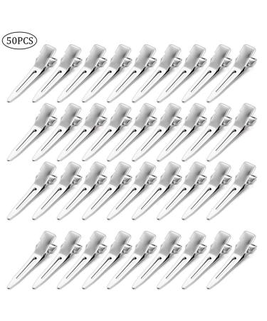 50 Pack 1.75 Inches Single Prong Hair Clips Silver Section Clips Metal Clips Hair Pins for Curls Single Prong Curl Clips