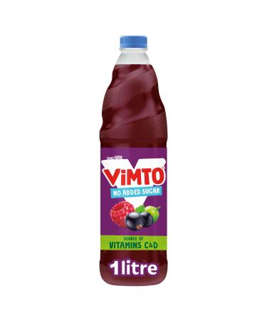 Vimto Real Fruit Squash Original No Added Sugar Mixed Fruit Juice Cordial Drink Blackcurrant Grape & Raspberry 1 Litre Bottle - Buy Online on GoSupps.com