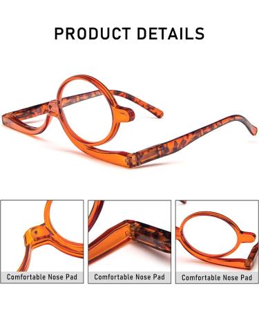 MMOWW Makeup Reading Glasses Magnifying Makeup Glasses for Womens with Flip-Down Single Lens Rotating Glasses (Orange 1.5) Orange 1.5 x - Buy Online on GoSupps.com