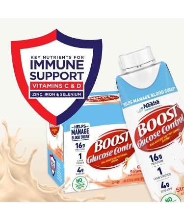 BOOST Glucose Control Creamy Strawberry 8 fl oz Carton - Pack of 24 - Buy Online on GoSupps.com