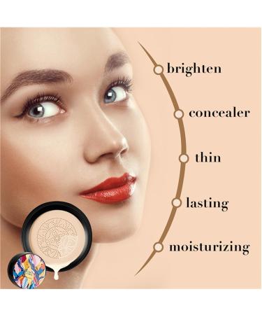 Indicativet Mushroom Head Air Cushion CC Cream Long-Lasting Waterproof Moisturizing Concealer Foundation Natural Look (Natural+Ivory) - Buy Online on GoSupps.com