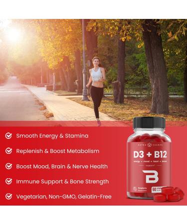 NutraChamps Vitamin D3 & B12, Methyl B12 Gummies for Adults & Kids, Enhanced with Vitamin D 3 & B9 Vitamin Folate, Natural Energy, Mood, Metabolism & Focus, Raspberry, 120 Gummies (Pack of 2) - Buy Online on GoSupps.com