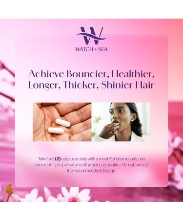 Watch & Sea Hair Flourishing Extra-Strength Capsules - Nourishing Hair Supplement with Biotin Herbs Minerals and Vitamins for Hair Growth and Thickness for All Hair Types - 60 Capsules - Buy Online on GoSupps.com