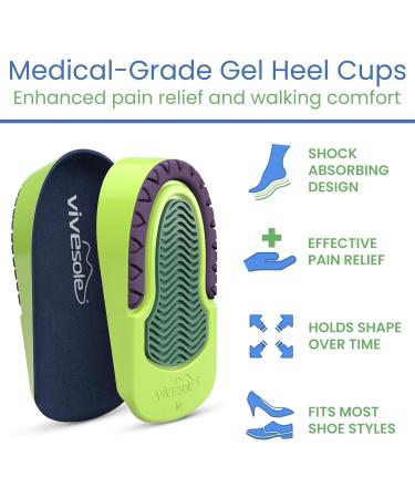 Gel Heel Cups for Pain Relief - Heavy Duty Cushions for Plantar Fasciitis & Flat Feet - Shock Absorbing Shoe Inserts for Men 8.5-10.5 Women 9-12 - Buy Online on GoSupps.com