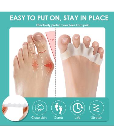 Toe Spreader Silicone (2 Pairs) & Hallux Valgus Relief | Overlapping Toes Pain Alleviation - Black & White - Buy Online on GoSupps.com
