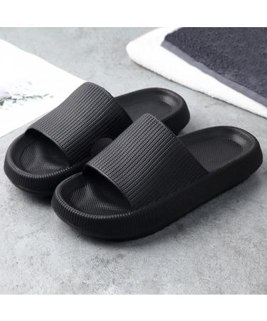 Sliders Cloud Slippers Women Men Non-Slip Mens Womens Slippers Cloud Sliders Soft Flip Flops with Thick Sole for Shower Bathroom Pool Beach 8 UK Black - Buy Online on GoSupps.com