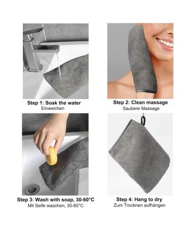 PHOGARY 10 Pack Microfiber Body Wash Mitts - Reusable European Style Makeup Remover Gloves - Grey (6.8 inch) - Buy Online on GoSupps.com