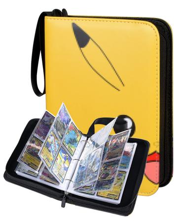 Card Binder 4 Pokets,Trading Card Holder Book for TCG Game Cards and Sports Trading Cards,Fits 400 Cards Collector Album Yellow
