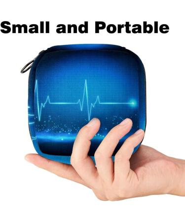 MUOOUM Portable Sanitary Napkin Storage Bag | Blue Cardiogram Print | Menstrual Cup Pouch for Women | Multi-colored 1 - Buy Online on GoSupps.com