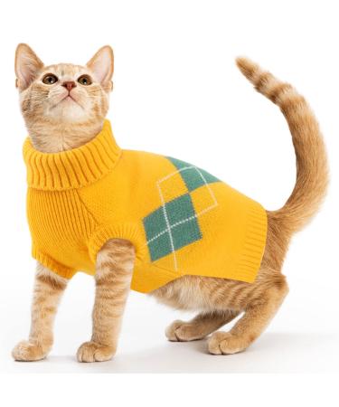 Pet sweater turtleneck dog sweater vest warm coat cat clothing winter pet soft winter sweater winter sweater dog clothing dog sweater yellow XS XS yellow