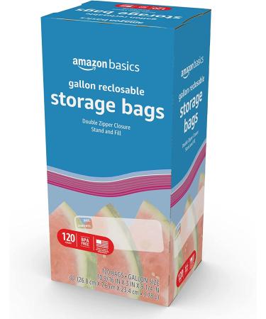 Amazon Basics Gallon Food Storage Bags - 120 Count | Durable & Leakproof - Buy Online on GoSupps.com