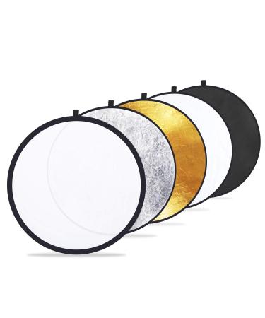 Etekcity Reflector Photography 43" (110cm) 5-in-1 Light Reflectors for Photography Multi-Disc Photo Reflector Collapsible with Bag - Translucent, Silver, Gold, White and Black 43 Inch