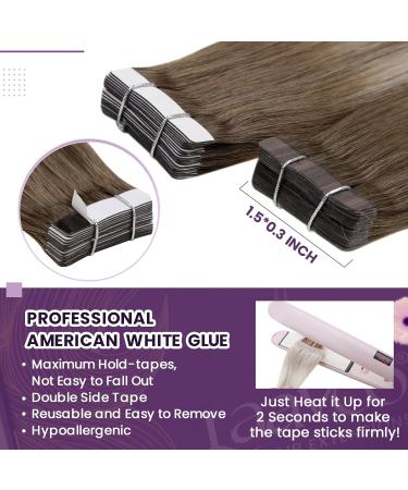 LAAVOO Ombre Blond Tape Extensions - Real Hair Balayage Glue-In 40g 55cm #8/60/8 - 20PCS International Shipping Available - Buy Online on GoSupps.com