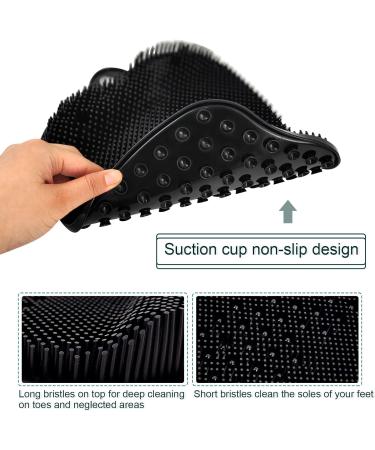 AXLOFO XL Shower Foot Scrubber Mat - Non-Slip Suction Cup Massager for Foot Exfoliation and Circulation - Relieve Tired Feet - Black - Buy Online on GoSupps.com
