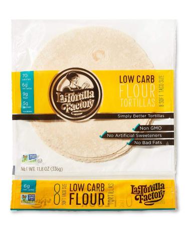 La Tortilla Factory Low Carb Flour Tortillas  Soft Taco Size  8-Count  6 Packages Low Carb Flour/Soft Taco - Buy Online on GoSupps.com