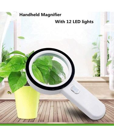 Magnifying Glass Magnifier with 12 LED Lamps Vision Aid Handheld Magnifying Glass 30X HD Lens Practical High for Power Antique Identification Magnifier - Buy Online on GoSupps.com