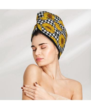 Quick-Dry Hair Towel Wrap - Sunflowers Turban & Button Towel for Effortless Drying - Buy Online on GoSupps.com