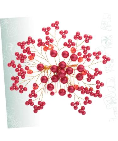 Beaupretty Wedding Hair Comb 1pc bridal hair combs flower hair comb wedding floral hair barrettes bridal veil comb pearl hair side combs hair comb vintage hair comb red hair clip Miss Korean - Buy Online on GoSupps.com