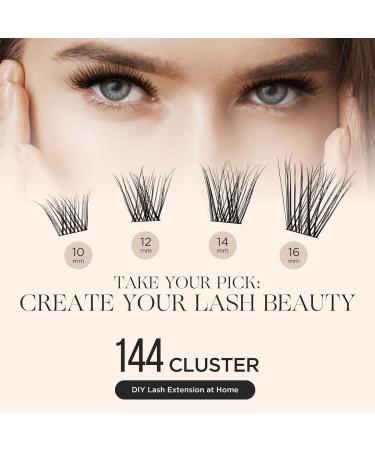Lashview 144 PCS Cluster Lashes - DIY Mega Volume Eyelash Extensions Reusable Individual Lashes with Super Thin Band & Soft Finish (D17 C-10-16Mix) - Buy Online on GoSupps.com