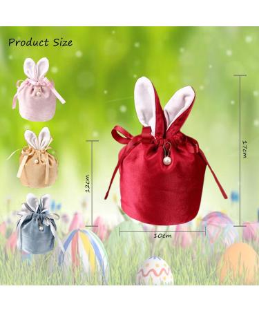 Easter Candy Bags with Bunny Ears - 4PCS Velvet Drawstring Gift Bags for Snacks & Sweets (Multicolor) - Buy Online on GoSupps.com