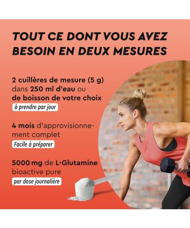 L-GLUTAMINE Powder 600 g 5000 mg High Dosed 100% Pure Bioactive Glutamine Essential Amino Acid Neutral Taste Vegan No Additives and Laboratory Tested Premium Quality gloryfeel - Buy Online on GoSupps.com