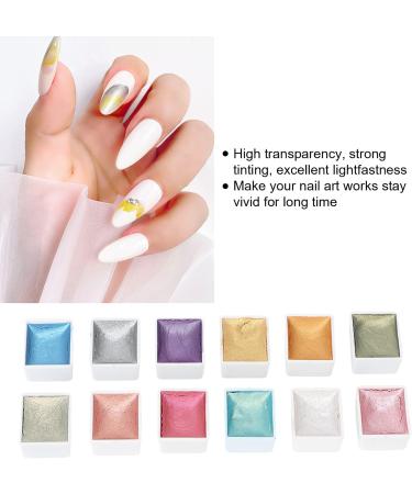 Nail Watercolor Paint Set 12 Colors Solid Metallic Nail Color Powder Pigment Set Body Painting Fluorescent Powder for Nail Artists and Beginners - Buy Online on GoSupps.com