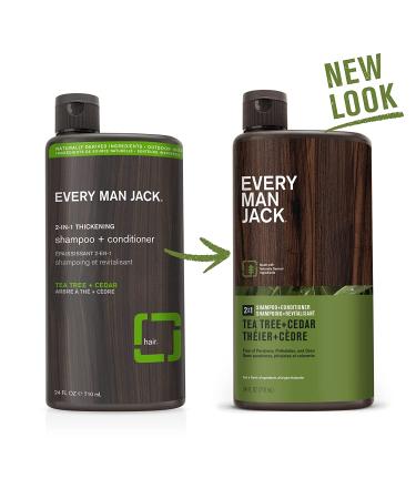 Every Man Jack 2-in-1 Tea Tree + Cedar Shampoo + Conditioner - Thickens, Cleanses, and Hydrates Hair - 24oz Bottle - Buy Online on GoSupps.com