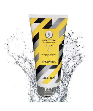 Cleverman Face and Beard Scrub 100ml Invigorating Facial Cleanser Enriched With Peppermint to Calm Skin Jojoba to Exfoliate and Our Organic Triple-Oil System for Nourishment (100ml Energizing) Energizing 3.38 Fl Oz (Pack of 1)