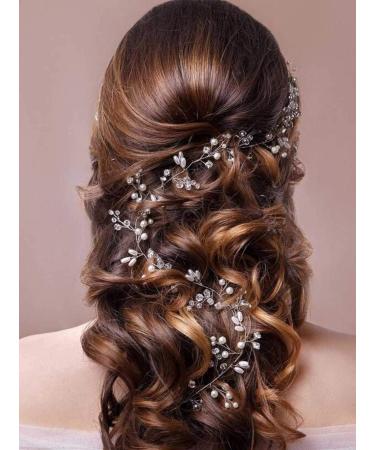 Bridal Wedding Headband - Hair Vine Headdress Sliver Pearl Hair Band Vintage Style For Women On Wedding Party Or Casual - Buy Online on GoSupps.com