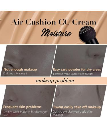 REVIGLAM Air Cushion CC Cream & Mushroom Sponge | Long Lasting Matte Moisturizing Makeup Base | Concealer for All Skin Types - Natural - Buy Online on GoSupps.com