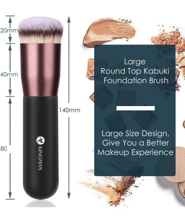 Premium Kabuki Round Top Foundation Brush for Liquid, Cream, Powder Blush - Black B - Buy Online on GoSupps.com