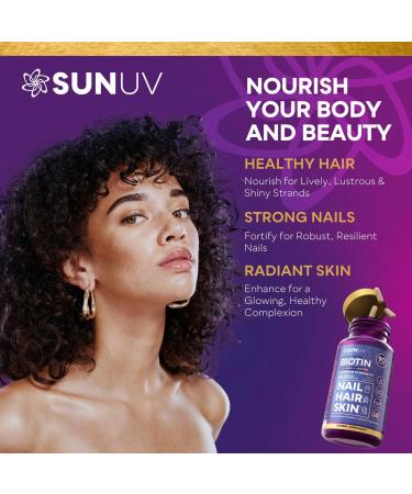 SUNUV Biotin 10 000mcg | Collagen | Keratin | Hyaluronic Acid - 80 000mcg Hair Growth Vitamins for Hair Skin & Nails Support - Women & Men - Vitamins B1 B2 B3 B5 B6 B9 B12 -Made in USA-90 Capsules - Buy Online on GoSupps.com