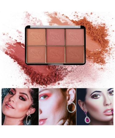 Go Ho 6-Color Face Blush Palette Light Matte Contour Makeup Kit - Set with Brush - Buy Online on GoSupps.com