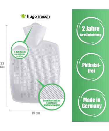 Hugo Frosch Classic Hot Water Bottle 1.8L - Blue | Eco-Friendly Heating Solution for Comfort - Buy Online on GoSupps.com