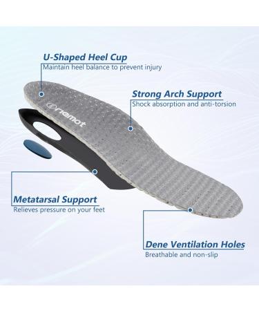 Riemot Orthopedic Insoles for Men - High Footrest & Heel Spur Comfort Inserts for Flat Feet & Plantar Fasciitis - Gray Size 43 - Buy Online on GoSupps.com