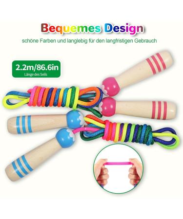 Qetlavee Adjustable Jump Rope for Kids - 2 Pieces 220cm Wooden Handles Perfect Gift for Boys & Girls Ages 6-10 - Blue & Pink - Buy Online on GoSupps.com
