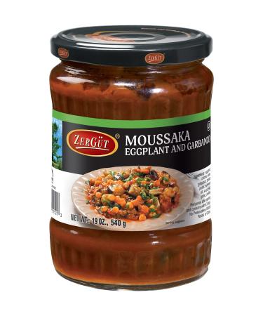 Zergut | Moussaka Eggplant and Garbanzo | Plant-Based Sauce | Kosher | Vegan | No Artificial Colors, Additives, or Preservatives | | 19oz / 540g Jar