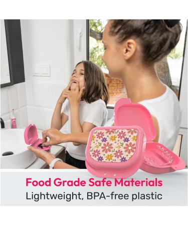 HOUSYLOVE Retainer Case 1 Pack Pink Classic Style Night Guard Case with Floral Patterns - Buy Online on GoSupps.com