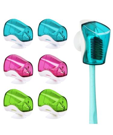 6 Pack Travel Toothbrush Head Covers with Suction Cup Electric and Manual Toothbrush Cover Clip Portable Plastic Toothbrush Protector Cap Brush Pod Case for Traveling Camping Bathroom Home School