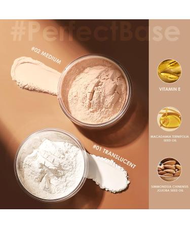 Focallure PerfectBase Oil-Control Translucent Loose Setting Powder Medium 02 with Super Soft Powder Puff - Long-Lasting Shine-Free Finish - Buy Online on GoSupps.com