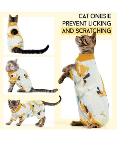 Dertrun Cat Surgery Soft Romper - Surgical Collar Replacement for Male & Female Kittens | Anti-Lick Abdominal Wound Suit | Yellow - Buy Online on GoSupps.com