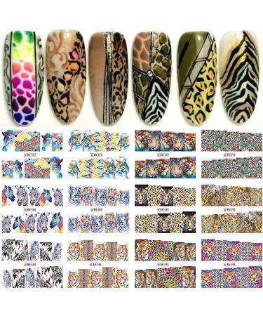 12Design/Sheet Winter Manicure Water Transfer Decals Leopard Animal Print Design Nail Stickers Zebra(01) Style01